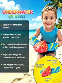 1pc Kids Underwater Diving Fish Toy, Manta Ray Pool Glider, Water-Powered Swimming Toy, Adjustable Fins, Summer Outdoor Pool Party Game 3+ Years - 301 Diving Fish - View 8