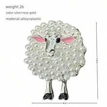 1pc Fashionable Faux Pearl Sheep Alloy Brooch, Women Jacket Clothing Accessory - Lamb Brooch - View 9
