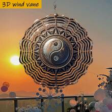 1 pieza Escudo redondo de 10 pulg.*10 pulg. con diseño 3D rústico de Yin Yang Tai Chi, con gancho giratorio de 360° para hacer un móvil creativo DIY (no incluye el colgante), estilo aleatorio - A - Ver 6
