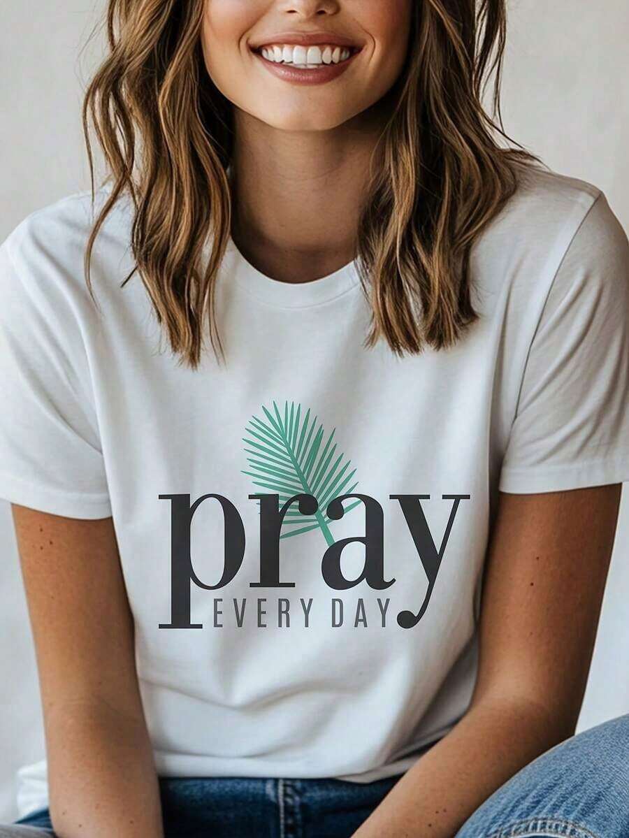 Camiseta "Ríbete Cada Día" para Domingo de la Palma, ideal para coros, reuniones evangelísticas, campamentos de verano de evangelismo, Viernes Santa, Pascua y Pentecostés - American Processing 100% algodón - Blanco - Ver 1