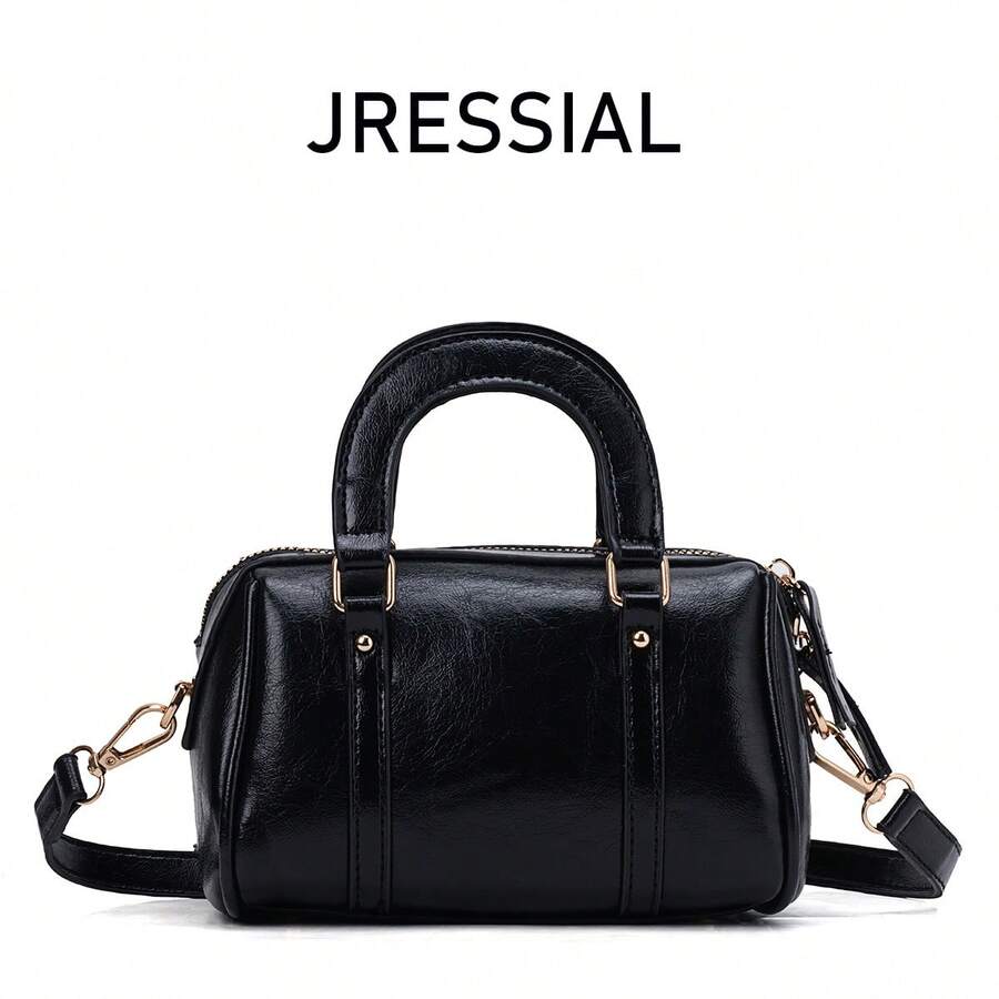 JRESSIAL 新款时尚波士顿枕形手提包,设计师品牌黑色真皮单肩包,拉链防盗,大容量轻便耐用,性价比高,适合通勤、购物、旅行、约会、聚会、外出等场合,也是一份很棒的礼物。 - 黑色 - 查看 1