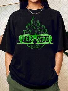 Camiseta de moda para hombre modelo 2026, camiseta gráfica Ferxxo Feid para hombre y unisex, camiseta de música retro con estampado icónico, corte holgado, cuello redondo, tallas S-3XL, adecuada para uso casual, mercancía de conciertos, para todo el año, TALLAS GRANDES. - Negro - Ver 6