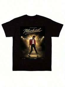 1pc King Of Pop T-Shirt, Classic Glove, 100% Cotton, Vintage 90s Graphic Tee, Unisex Urban Y2K Style For Men And Women, Ideal Gift For King Of Pop Fans - 黑色4 - 查看 6