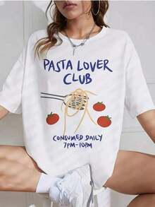 Camiseta de hombros caídos con estampado de letras, algodón X8LR - Blanco - Ver 7