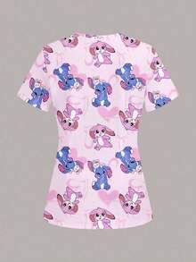 Top de pijama con estampado de dibujos animados para mujer - Multicolor - Ver 2