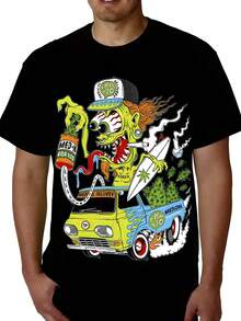 Camiseta Divertida para Hombre, Regalo para Hombre, Camiseta Casual de Verano con Estampado de Anime para Hombre, Camiseta de Regalo de Cumpleaños para Hombre, Camiseta Divertida para Hombre, Cuello Redondo Transpirable, Camiseta Divertida para Hombre para Gimnasio, Camiseta Divertida para Hombre para Entrenamiento, Camiseta Divertida para Hombre para Uso Diario, Lavable, Camiseta Divertida para Hombre, Corte Regular - Negro - Ver 1