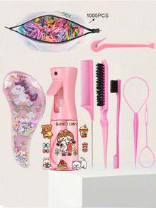 OBOVAY 1/3/6/10pcs Set Mini Cartoon Unicorn Comb & Continuous Mist Spray Bottle Set, Mist Spray Bottle With Continuous Fine Mist Function Styling Comb Set, Suitable For Adults And Girls, Volume Booster, Tail Comb, Side Comb, For Hairstyling, Salon, Barber Shop, Comb, Styling Comb, Mini Comb Set, Mother's Day Gift Set Hair Products - Multicolor - View 16