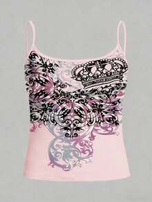 Camiseta de tirantes con estampado floral digital para mujer - Multicolor 2 - Ver 3