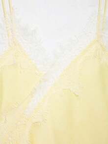 Seelio Nuevo Top de estilo lencería sexy con decoración de encaje, estilo europeo y americano, para mujer, color negro, para verano - Amarillo - Ver 7