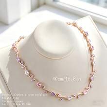 1pc Multi-Color Zirconia Leaf Necklace, Luxury Niche Choker Necklace, Suitable For Daily Wear, Party, Banquet - Necklace - View 18