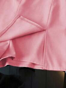 Pantalones cortos/falda/culotte/shorts de mujer de tela suave y texturizada de cintura alta con abertura, de uso versátil y casual, para primavera/otoño - Rosa - Ver 3
