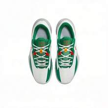 Giày bóng rổ Nike Precision 6 mũi tròn, buộc dây, bền chắc, cổ thấp, unisex, màu trắng/xanh lá cây/cam - Trắng Xanh Cam - Xem 4