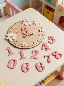 Runde Holz-Meilensteinkarten-Set für Babys, 1-12 Monate Säuglings-Wachstums-Meilenstein-Markierungen, Neugeborenen-Geburts-Erinnerungskarten, Schwangerschafts-Reise-Andenken-Anhänger, Baby-Fotografie-Requisiten, geeignet für Babyparty, Weihnachten und Neujahrs-Babygeschenke - Verschiedenfarbig - Übersicht 12