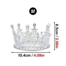 1pc White/Pink/Blue Hollow Faux Crystal Crown Cake Topper, Elegant Goddess Birthday Wedding Cake Decor, Multi-Size Plastic Crown Cake Ornament, Valentine's Day Anniversary Dessert Baking Decoration, Birthday Cake Accessory - Crown Cake Ornament - View 6