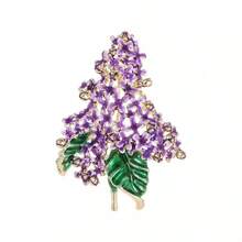 1pc Elegant Purple Lilac Flower Enamel Brooch For Women, High-End Vintage Style, Alloy Brooch For Party Or Daily Wear - Purple - View 5