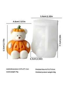 1pc Pumpkin Bear Shaped Silicone Mold, Perfect For Creative Stacking Pumpkin Bear Decoration, Suitable For Resin Casting Process, Fun Animal Pumpkin Decoration, Suitable For Halloween Parties And Home Decoration, Made Of Soft And Durable Silicone Material - Pumpkin Bear Mold - View 7