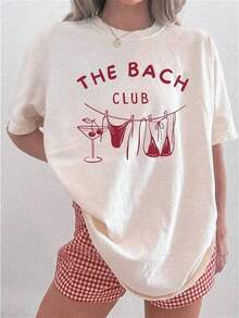Camiseta estampada premium de verano para mujer, para fiesta de despedida de soltera en la playa, artículos para fiesta de despedida de soltera con temática de bikini y martini, camiseta para fin de semana de chicas. - Blanco - Ver 1