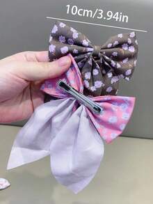 VBOOR 6pcs Korean Style Sweet Bowknot Hair Clips, Floral Fresh Design - Multicolor - View 4