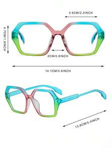 1 Pair Women's Asymmetrical Polygon Summer Vibrant Colorful Versatile Street Style Gradient Flat Lens Glasses - Multicolor - View 5