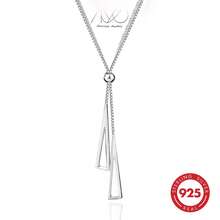 1pc 925 Sterling Silver Geometric Hollow Triangle Pendant Necklace For Women, Minimalist Design, Adjustable Length, Suitable For Daily, Party, Vacation Wear, Gift For Family, Friends, Christmas, Valentine's Day, Birthday - Silver - View 2
