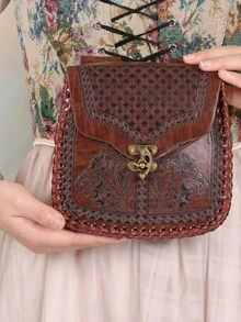 1 chiếc túi đeo hông bằng da PU kiểu cổ điển thời Trung cổ, đựng tiền xu, phụ kiện trang phục thời Phục Hưng, lễ hội Viking, LARP, Halloween, đạo cụ hóa trang cho nam và nữ. - màu nâu - Xem 3
