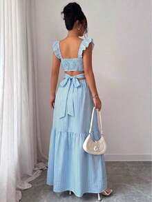 Women's Casual Summer Dress With Polka Dot Print, Bohemian Style, Loose Fit, Mid-Length, For Beach Vacation - 磨砂黑 - 查看 2