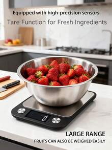 10kg Large Range Kitchen Scale | 10kg Capacity, LCD High-Definition Digital Display, Large Platform, One-Touch Tare Function | Durable Plastic, Multiple Unit Conversions, Sturdy Construction Suitable For Fruits, Vegetables, And Baking, Battery-Powered (Batteries Not Included) - Multicolor - View 6