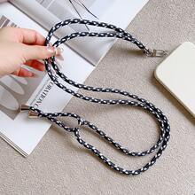 Cordón ajustable y universal de unicolor para teléfono, arnés unisex desmontable, collar de teléfono antiperidida duradero, arnés de teléfono multifuncional, longitud ajustable - Blanco y Negro - Ver 3