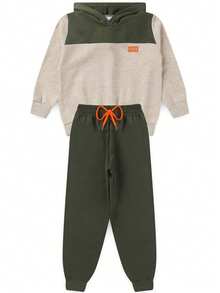 Boys' Winter Fleece Set With Hood, Pants And Jacket - Green - View 8