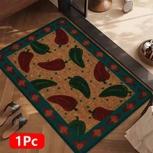 1pc Home Decor, Chili Pepper Pattern Printed, Linen Kitchen Rug, Kitchen Mat, Floor Mat, Bathroom Mat, Entryway Mat, 3D Printed Rectangle, Suitable For Living Room, Bedroom, Hallway, Bathroom, Laundry Room - Polyester Carpet, For Indoor And Outdoor Home Decor - Multicolor - View 14