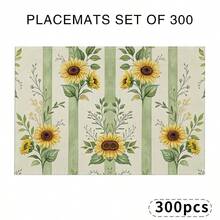 A Complete Set Of Daily Sunflower, Green Leaf, Green Checkered, And Striped Patterned Placemats, Suitable For Spring, Summer, Autumn, And Winter. It Adopts A Multi-Color Pattern Design And Is Woven From 100% Polyester Fiber. The Size Is 12 * 18 Inches And Can Be Machine Washed With Polyester Placemats. Heat Resistant, Stain Resistant, Waterproof, Easy To Clean, Suitable For Dining Tables, Holiday Party Decorations, Desktop Protection, Kitchen And Living Room Decorations, And Daily Use. - Multicolor - View 14