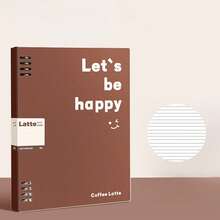1本「Let's Be Happy」笑臉鬆散葉筆記本，極簡 8 孔設計，120 張/240 頁，可拆卸可替換厚紙，螺旋筆記本，適合學生與辦公人員，學習會議記錄，學校用品 - 橫線款 - 查看 9