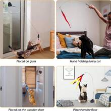 1 pieza Juguete interactivo de varilla para atraer gatos, repuesto de plumas artificiales y campanas para productos atrapadores de mascotas, adecuado para ejercicio y entretenimiento de gatos, varilla de juego manual con diversos insectos para reemplazar el cabezal - Multicolor - Ver 5