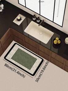 1 pièce Tapis de cuisine en terre de diatomée, bordure beige avec bord ondulé noir, épaisseur 3,5 mm, absorbant, antidérapant, résistant à la saleté, tapis de sol décoratif pour la cuisine, la salle de bain, l'entrée, le salon, le couloir, tapis de porte antidérapant - Multicolore - Voir 14