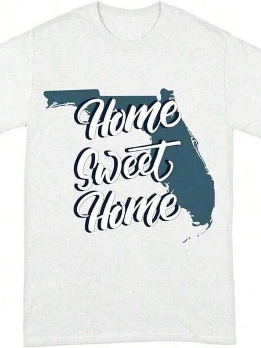 Camiseta de aod￳n pesado "Home Sweet Home" - Camiseta del estado de Florida - Camiseta estamp - Atuendos de verano para mujeres