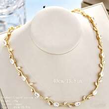 1pc Multi-Color Zirconia Leaf Necklace, Luxury Niche Choker Necklace, Suitable For Daily Wear, Party, Banquet - Necklace - View 6