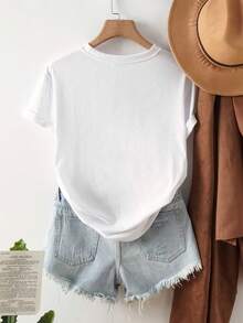 Camiseta de mujer, linda camiseta con estampado de caramelos para damas, con diseño de piruletas y cupcakes - colores pastel suaves, cuello redondo, camiseta casual blanca de manga corta, adecuada para fiestas navideñas - lavable a máquina, ropa para regalo, camiseta transpirable, textura suave, holgada y cómoda, moderna y versátil, material cómodo, camiseta básica, adecuada para todas las estaciones, un elemento esencial del guardarropa. ropa de calor mujer - Blanco - Ver 2