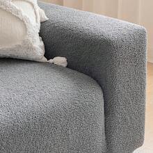 1pc Teddy Fleece Sofa Cover, Non-Slip & Durable, Pet-Friendly, Fade-Resistant, Versatile, Scratch-Proof, High Elasticity, Available In Multiple Colors, Fashionable & Comfortable, Machine Washable, Reusable, Suitable For All Seasons - Dark Grey - View 8