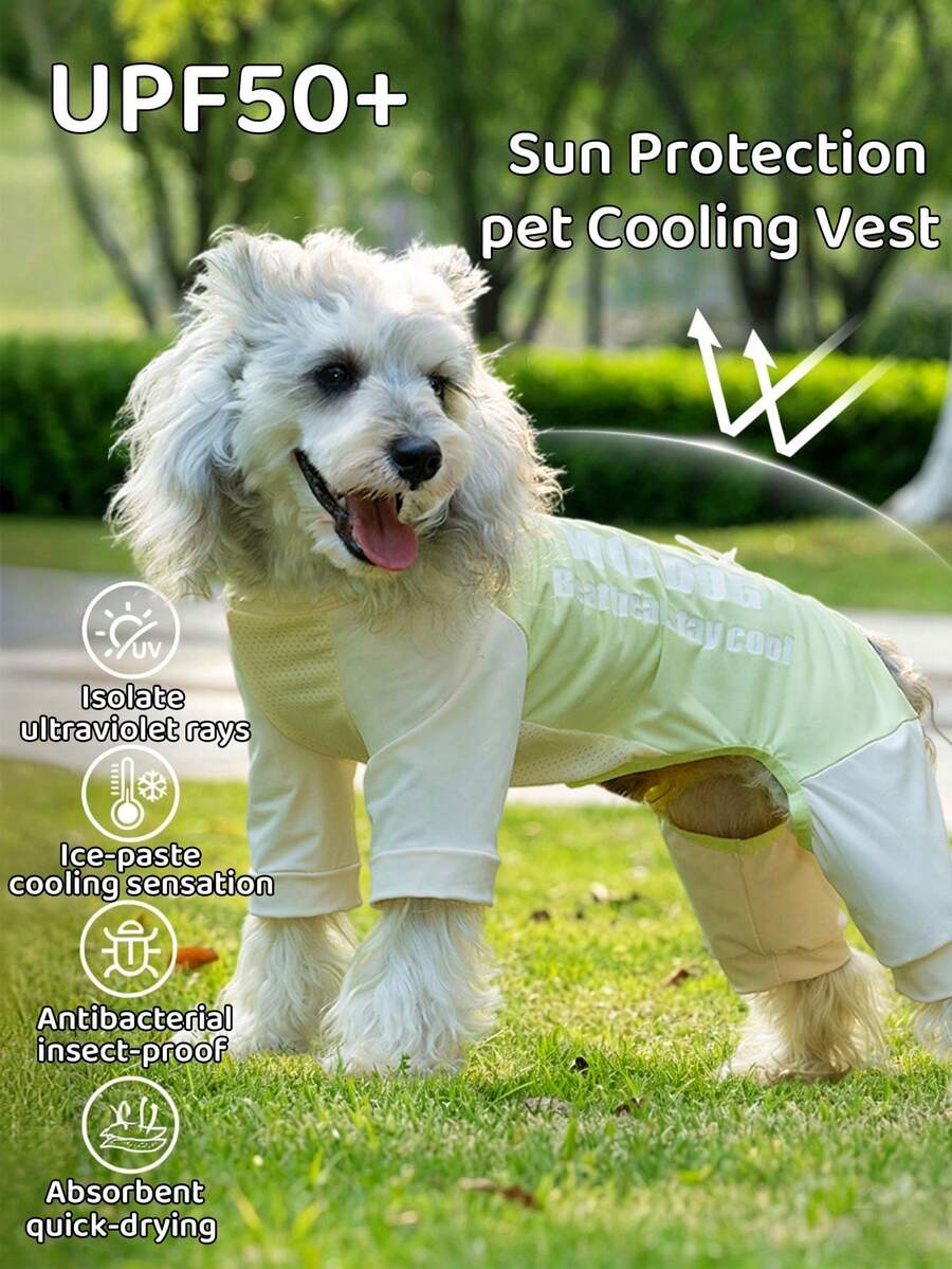 DomKim Bộ áo liền quần mùa hè bằng lụa băng cho chó, thoáng khí, chống tia UV và chống côn trùng, thích hợp cho thú cưng hoạt động ngoài trời.