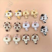 7/14pcs Cute Cartoon Cat Animal Pendant, Resin Charm, Cartoon Cat With Long Tail Design, Jewelry Making Supplies, Adorable Resin Hanging Decor, DIY Earring Materials - Random Mix - Multicolor - View 7