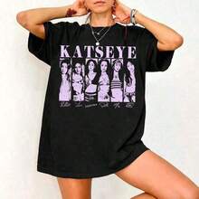 Gift1 pieza de ropa de San Valentín para mujer, camiseta casual de algodón puro para hombre de verano 2026, camiseta Katseye Beautiful Chaos Tracklist, camiseta Katseye , camiseta Katseye Gnarly, camiseta Gabriela, camiseta de manga corta con estampado de una sola cara, camiseta estilo pullover, camiseta , atuendo de San Valentín, 180g 100% algodón, todos los diseños están impresos. Unisexo. Suave - Negro - Ver 1