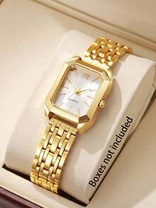 One Teen Quartz Watch With Zinc Alloy Strap Paired With An Exquisite 5-Piece Accessory Set, Versatile For Casual Daily Looks. - Gold - View 3