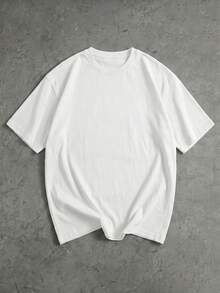 Lässiges Herren-T-Shirt im amerikanischen Stil mit Kronen- und Flügelprint (Sommer 2026), lockere Passform, Rundhalsausschnitt, atmungsaktiv, einfarbig, bequeme Freizeitkleidung - Weiss - Übersicht 7