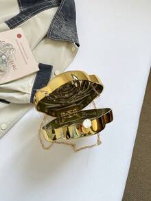 1 chiếc ví cầm tay hình hoa hồng vàng, ví dự tiệc ánh kim thời trang, túi xách sang trọng phù hợp mọi dịp cho phụ nữ dự tiệc cưới, dạ hội #GoldRoseClutch #MetallicEveningPurse #LuxuryPartyBag - Vàng - Xem 11