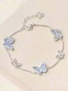 Exquisite Luxury Blue Butterfly Crystal Bracelet, New Summer Fashion Jewelry - Multicolor - View 3