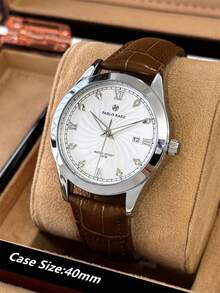 Pablo Raez 1pc Fashion Men's Watch Stainless Steel Original Charming Men's Watch Silver Luxury Brown Black Soft Comfortable PU Leather Classic Diamond Designer Dial With Date Function 50M Water Resistant Brand New AAA Grade Men's Quartz Casual Clock Suitable For Boy Friend Or Family Father's Day Gift Suitable For Daily Life/Work/Party Decoration Dress Watch Graduation Ceremony Wedding Birthday Gift - one-size - View 2