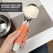 2000mAh USB-C Rechargeable Heated Ice Cream Scoop Plastic 304 Stainless Steel Max 70°C Heating Power Indicator Display 2oz Capacity 70Mins Long Standby Fast Scoop Hard Frozen Ice Cream Summer Kitchen Gadget With USB-C Charging Cable User Manual - White - View 5
