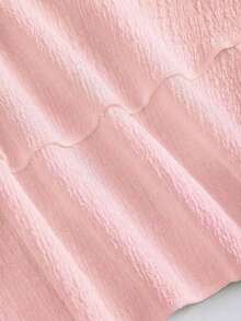 Vestido mini de punto sin tirantes de unicolor minimalista para mujer, vestido de pastel de múltiples capas - Rosa Pálido - Ver 4