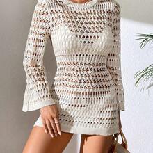 Swim Vcay Women's Backless Tie-Back Long Sleeve Cover Up - Beis - Ver 6
