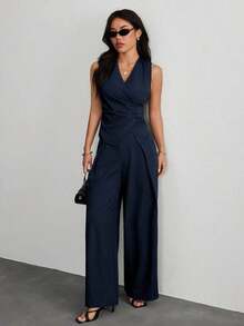 Trajes de mujer, elegantes para ir al trabajo en otoño/invierno - Azul marino - Ver 3